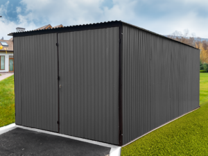 Garáž z plechu 3x5m – RAL7016