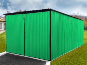 Garáž z plechu 3x5m – RAL6029