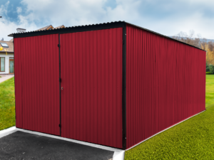 Garáž z plechu 3x5m – RAL3005